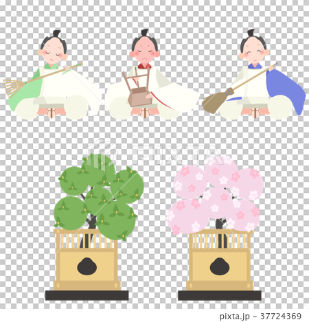 雛人形仕丁セットのイラスト素材