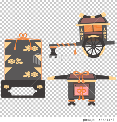 雛人形御輿入れ道具セットのイラスト素材