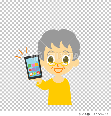 スマホを見せているおばあさん 37726253