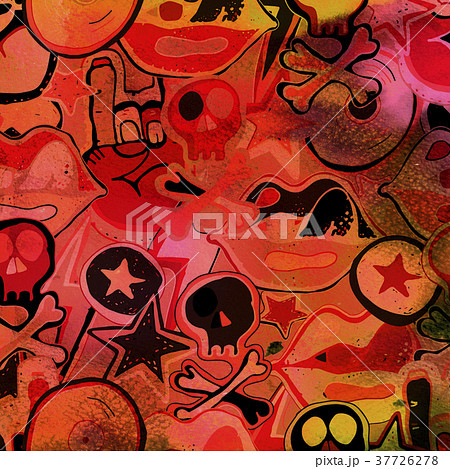 Watercolor textured seamless pattern. Skulls,  37726278