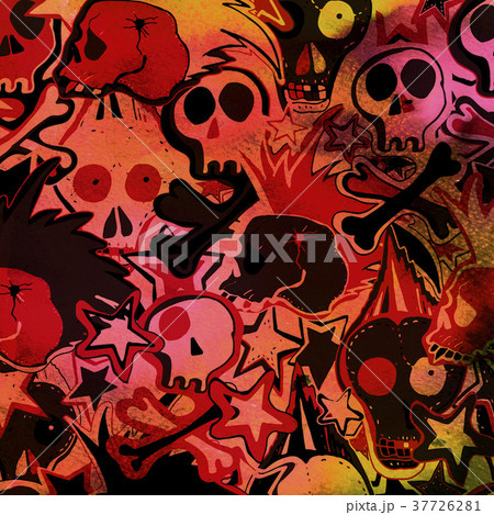 Watercolor textured seamless pattern. Skulls, 37726281