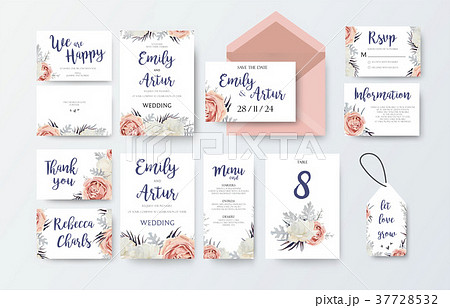 Wedding invite, menu, thank you, rsvp, label cards 37728532