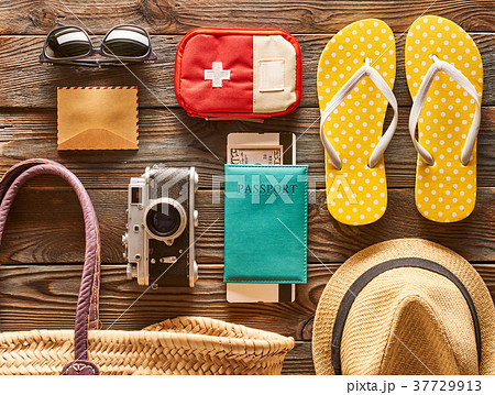 Travel and beach flat lay Travel and beach flat lay 37729913
