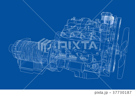 Car engine. Vector rendering of 3d Car engine. Vector rendering of 3d 37730187