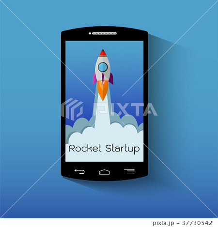Smartphone with launch rocket. Startup concept. Smartphone with launch rocket. Startup concept. 37730542