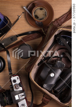 Flat lay photography with an old film cameras 37730960