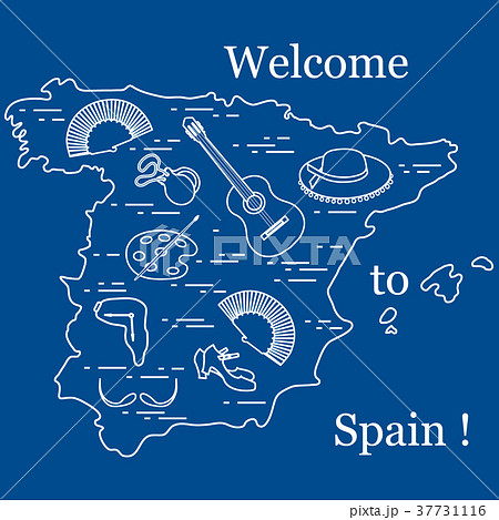 various symbols of Spain arranged in a 37731116