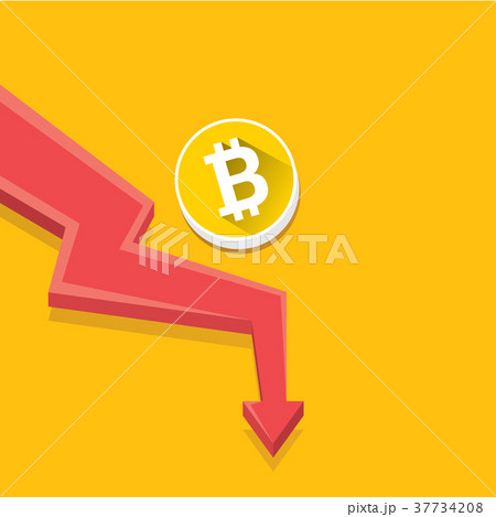 vector bitcoin market crash graph on orange 37734208