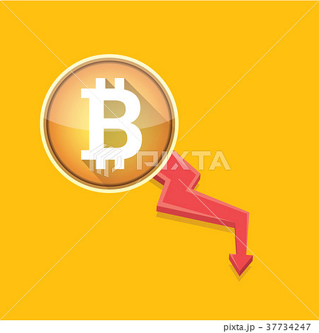 vector bitcoin market crash graph on orange 37734247