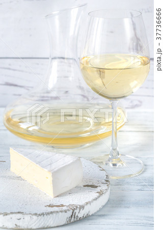 Glass of white wine with cheese Glass of white wine with cheese 37736666