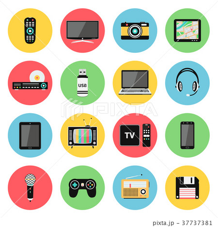 Electronic devices, technology gadgets flat icons 37737381