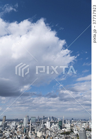 東京風景　渋谷　新宿　大きな雲 37737923