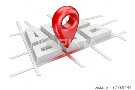 Red map pointer on city plane navigation concept 37739444