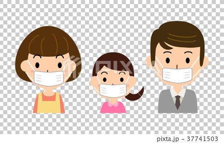 マスクをする家族のイラスト素材 37741503 Pixta