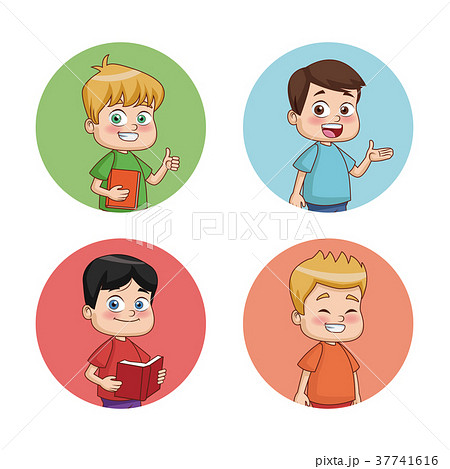 Students kids round icons 37741616