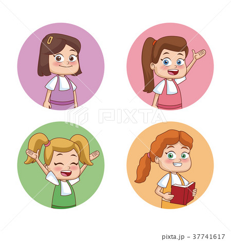 Students kids round icons 37741617