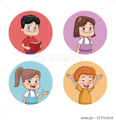 Students kids round icons 37741618
