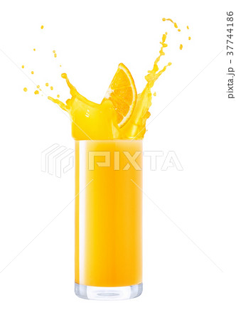 glass of splashing orange juice 37744186