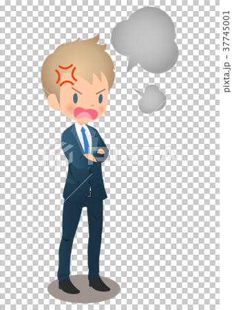 Young male businessman in suit getting furiously angry 37745001