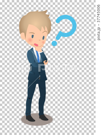 Young male businessman in suit thinking Young male businessman in suit thinking 37745006