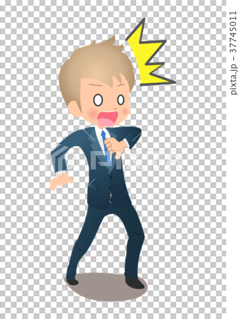 Young male businessman in suit getting shocked 37745011