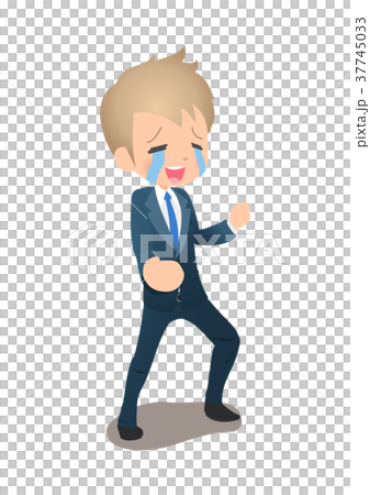 在衣服的年輕男性商人哭泣和喜歡 在衣服的年輕男性商人哭泣和喜歡 37745033