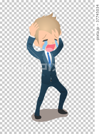 在衣服哭泣的年輕男性商人 在衣服哭泣的年輕男性商人 37745034