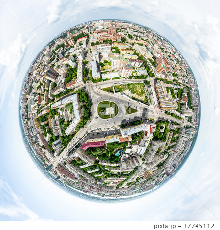 Aerial city view with crossroads and roads, houses Aerial city view with crossroads and roads, houses 37745112
