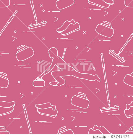 Vector pattern of different objects curling sport. Vector pattern of different objects curling sport. 37745474