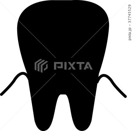 虫歯になった歯　イラスト　モノクロ 37745529