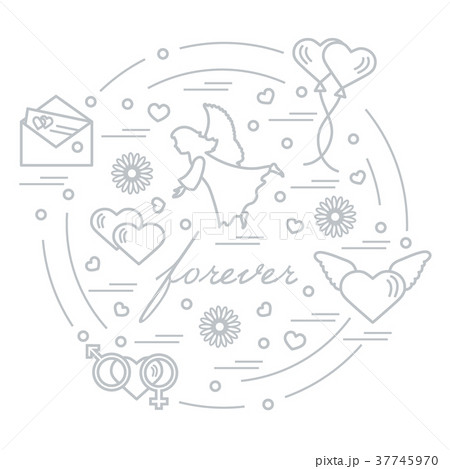 vector illustration with different love symbols 37745970