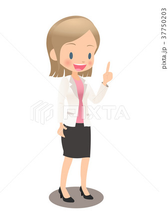 説明するスーツ姿の若い女性会社員 説明するスーツ姿の若い女性会社員 37750203