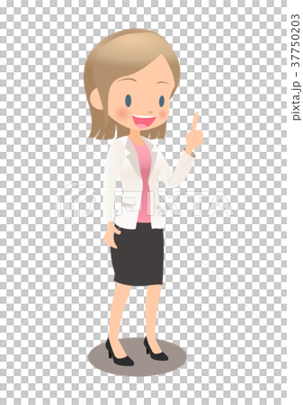 説明するスーツ姿の若い女性会社員 説明するスーツ姿の若い女性会社員 37750203