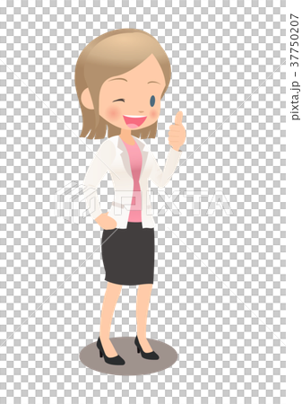 グッドサインを出すスーツ姿の若い女性会社員 グッドサインを出すスーツ姿の若い女性会社員 37750207