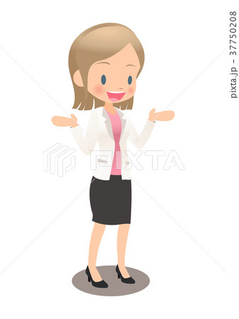 話すスーツ姿の若い女性会社員 37750208