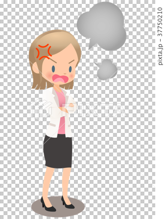 A young female office worker in a suit who is very angry A young female office worker in a suit who is very angry 37750210