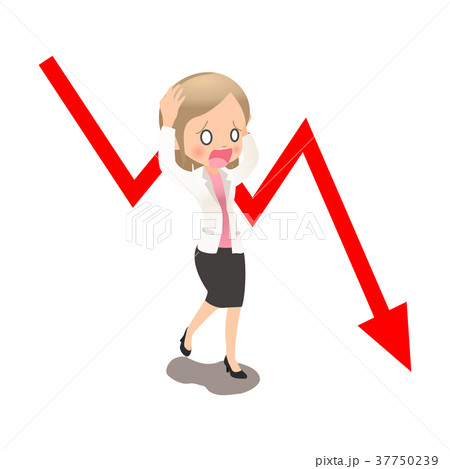 業績が下がり落ち込むスーツ姿の若い女性会社員 37750239