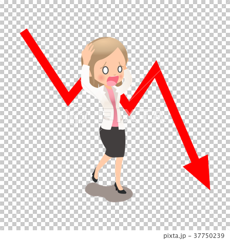 業績が下がり落ち込むスーツ姿の若い女性会社員 37750239