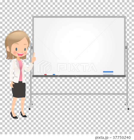 ホワイトボードを使って説明するスーツ姿の若い女性会社員 37750240