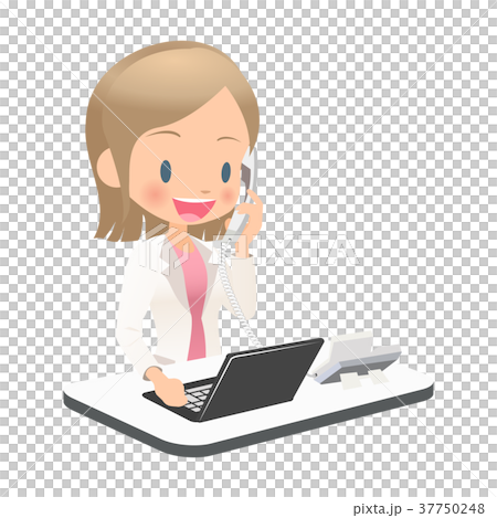 Young female office worker in suit corresponding to the phone 37750248