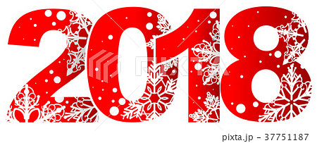 New year 2018 red number with white snowflakes New year 2018 red number with white snowflakes 37751187