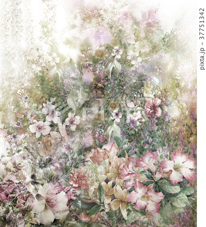 Abstract colorful flowers watercolor painting Abstract colorful flowers watercolor painting 37751342