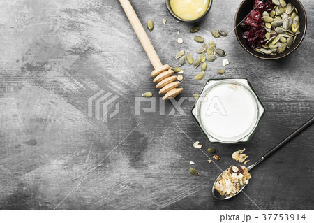 Granola with yogurt, honey, nuts, fruit 37753914