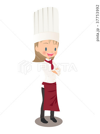 腕を組む女性シェフのイラスト画像 37753992