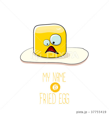 vector funny cartoon cute fried egg character 37755419