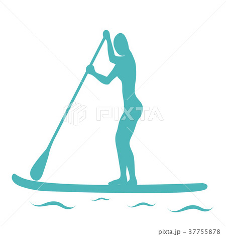 stand up paddling female silhouetteのイラスト素材 [37755878] - PIXTA