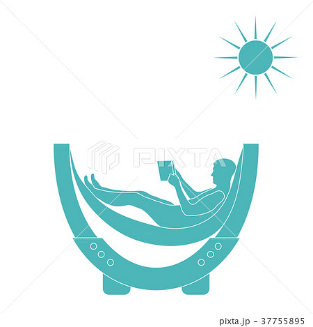 man resting in a hammock with a book  37755895