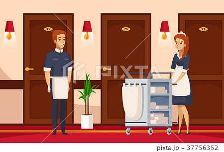 Hotel Staff Cartoon Composition Hotel Staff Cartoon Composition 37756352