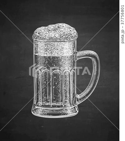 Chalk sketch of beer mug. 37756801