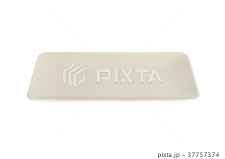 Empty white matte rectangular plate isolated 37757374
